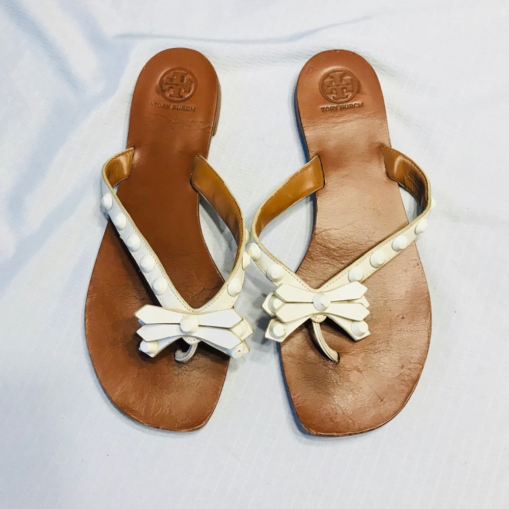 Tory Burch White and Brown Women's Sandals